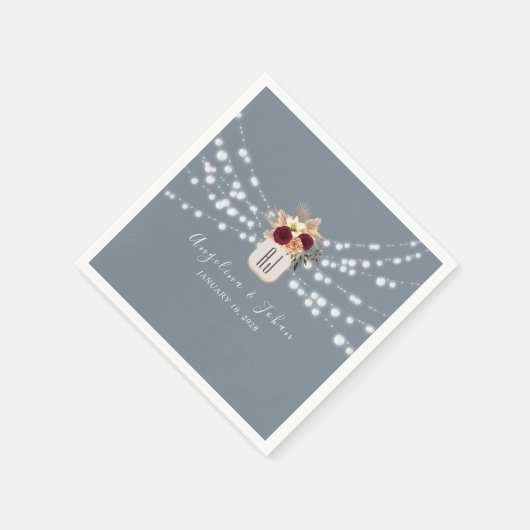 Serviette En Papier Serviettes de Mariage en bocal bleu Dusty (Coin)