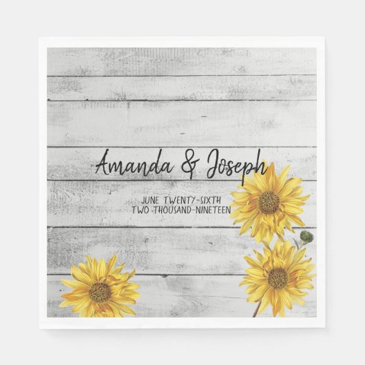 Serviette En Papier Serviettes de Mariage en bois blanc rustique (Devant)