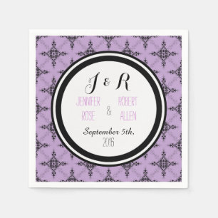Serviette En Papier Serviettes de mariage en damassé violet lavande