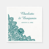 Serviette En Papier Serviettes de Mariage en dentelle Turquoise rustiq (Devant)