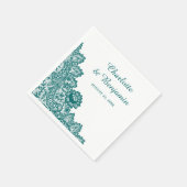Serviette En Papier Serviettes de Mariage en dentelle Turquoise rustiq (Coin)