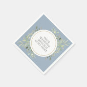 Serviette En Papier Serviettes de Mariage en feuillage bleu Dusty (Coin)