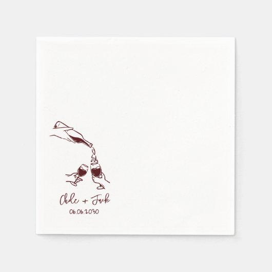 Serviette En Papier Serviettes de mariage en forme de verre à champagn (Devant)