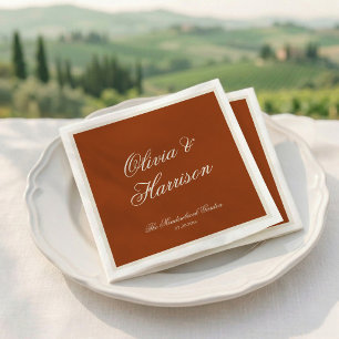 Serviette En Papier Serviettes de mariage en terre cuite orange brûlée