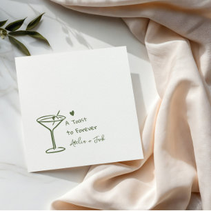 Serviette En Papier Serviettes de mariage en verre à cocktail dessinée