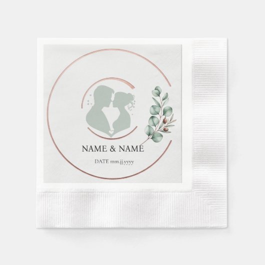 Serviette En Papier Serviettes de Mariage Eucalyptus Monogram (Rein) (Devant)