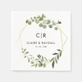 Serviette En Papier Serviettes de Mariage Eucalyptus Vert Géométrique  (Devant)