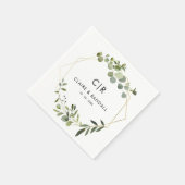 Serviette En Papier Serviettes de Mariage Eucalyptus Vert Géométrique  (Coin)