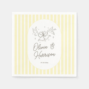 Serviette En Papier Serviettes de mariage fantaisistes rayées jaune do