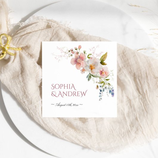 Serviette En Papier Serviettes de Mariage Fleur sauvage rustique