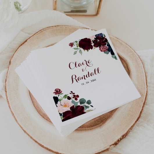 Serviette En Papier Serviettes de Mariage fleuri Boho de luxe