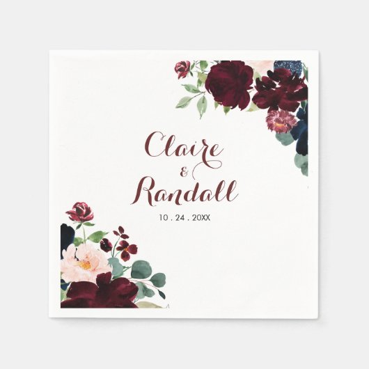 Serviette En Papier Serviettes de Mariage fleuri Boho de luxe (Devant)