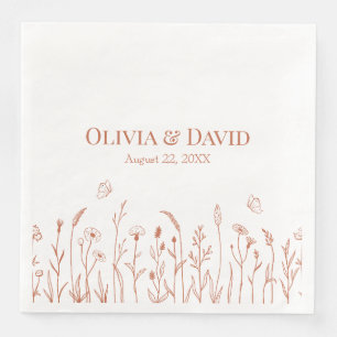 Serviette En Papier Serviettes de mariage Fleurs sauvages et Papillons