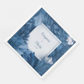 Serviette En Papier Serviettes de Mariage floral bleu gras (Coin)