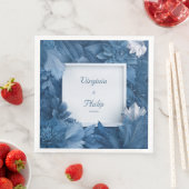 Serviette En Papier Serviettes de Mariage floral bleu gras (En situation)
