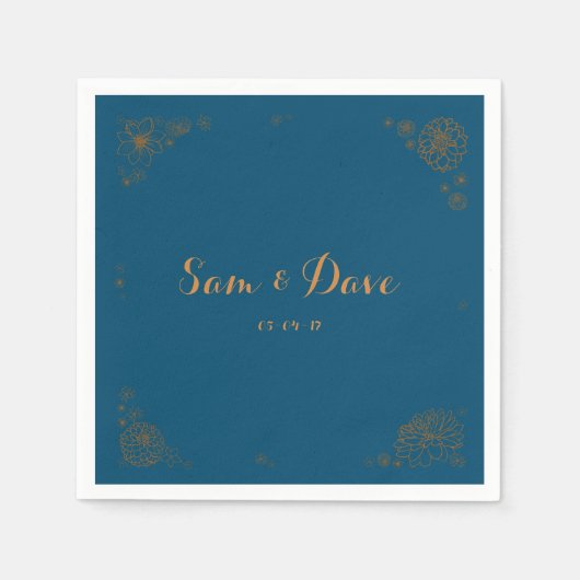 Serviette En Papier Serviettes de Mariage floral personnalisables (Devant)