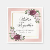 Serviette En Papier Serviettes de Mariage floral rose vif (Devant)