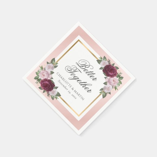 Serviette En Papier Serviettes de Mariage floral rose vif (Coin)