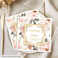 Serviettes de mariage florale romantique et intemp