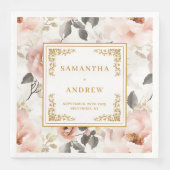 Serviette En Papier Serviettes de mariage florale romantique et intemp (Devant)