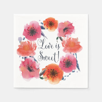 Serviette En Papier Serviettes de mariage florales aquarelle Navy