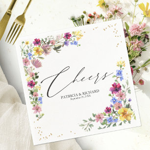Serviette En Papier Serviettes de mariage florales boho de couleurs ne