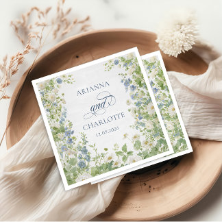 Serviette En Papier Serviettes de mariage florales de jardin printanie