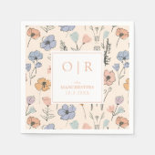 Serviette En Papier Serviettes de mariage florales de printemps avec i (Devant)
