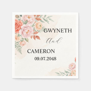 Serviette En Papier Serviettes de mariage florales Rouge Bourgogne Blu