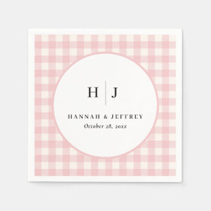 Serviette En Papier Serviettes de mariage Gingham pastel