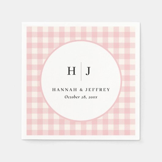 Serviette En Papier Serviettes de mariage Gingham pastel (Devant)