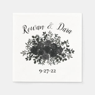 Serviette En Papier Serviettes de mariage gothiques rose blanche et no