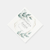 Serviette En Papier Serviettes de mariage |Grayed Jade Green Botanique (Coin)