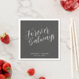 Serviette En Papier Serviettes de mariage grises avec écriture 'Pour t