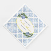 Serviette En Papier Serviettes de mariage Hydrangeas Carreau Bleu (Coin)