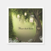 Serviettes de mariage jardin forêt enchantée chêne