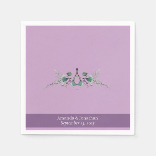 Serviette En Papier Serviettes de Mariage Lavender personnalisées (Devant)