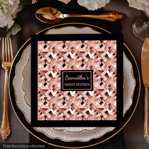 Serviette En Papier Serviettes de mariage Lux Rose Gold Pailletées Mét
