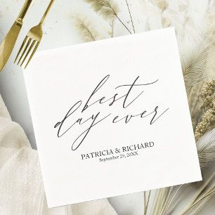 Serviette En Papier Serviettes de mariage Meilleur jour jamais