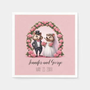 Serviette En Papier Serviettes de mariage mignonnes avec mariée et mar