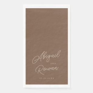 Serviette En Papier Serviettes de mariage minimalistes marron beige mo