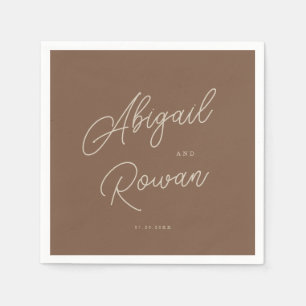 Serviette En Papier Serviettes de mariage minimalistes marron beige mo