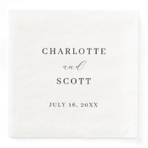 Serviettes de mariage minimalistes noir et blanc