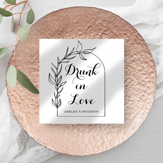 Serviette En Papier Serviettes de mariage Modern Drunk In Love