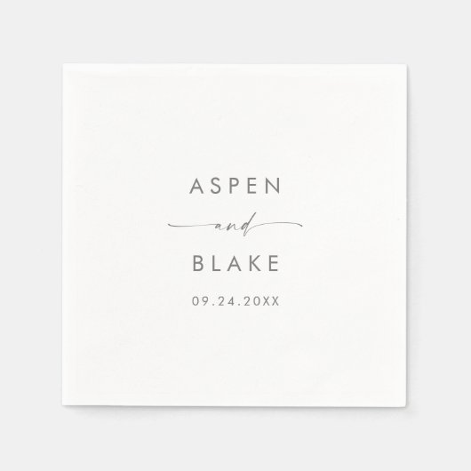 Serviette En Papier Serviettes de Mariage moderne en argent (Devant)