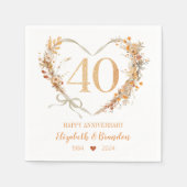 Serviette En Papier Serviettes de Mariage moderne Joyeux 40e anniversa (Devant)