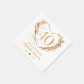 Serviette En Papier Serviettes de Mariage moderne Joyeux 40e anniversa (Coin)
