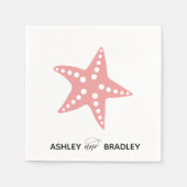 Serviette En Papier Serviettes de mariage moderne Starfish Beach, rose (Devant)