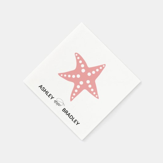 Serviette En Papier Serviettes de mariage moderne Starfish Beach, rose (Coin)