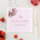 Serviette En Papier Serviettes de mariage modernes à fleurs roses (En situation)